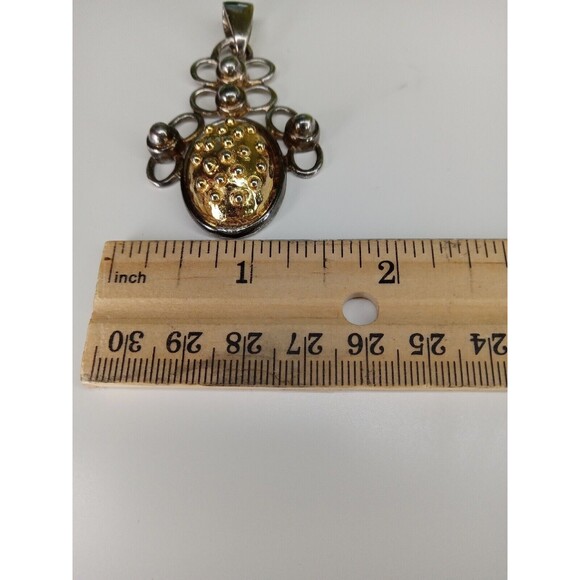 Vintage Large Pendant Only Faux Gold silver tone Costume Jewelry Made in Usa - Picture 11 of 11